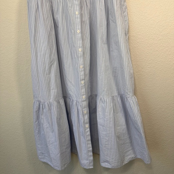 Carlson Blue Striped Dress with Ruffle Sleeves Women's Large - Picture 6 of 9